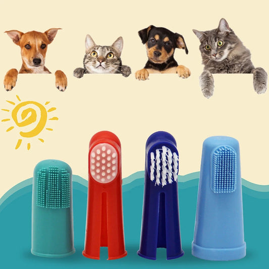 3 Pieces Gentle Finger Toothbrush for Pet Dental Care.